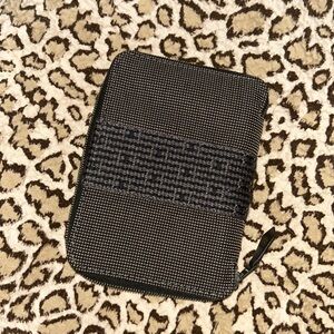 Hermes cloth zippered wallet black and blue